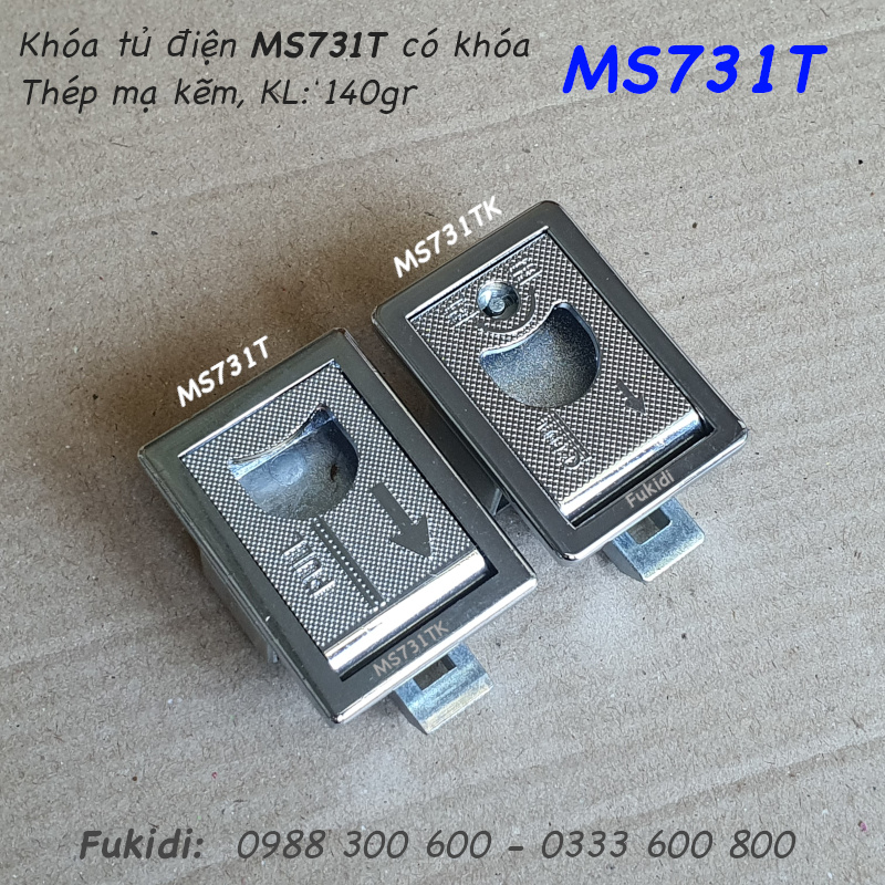 Khóa tủ điện thép mạ kẽm họ MS731, KT 57x62x25mm - MS731TK