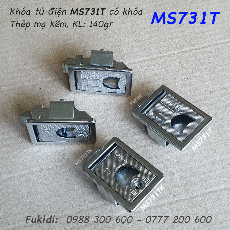 Khóa tủ điện thép mạ kẽm họ MS731, KT 57x62x25mm - MS731TK