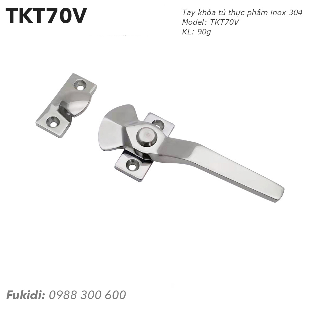 Tay khóa xoay tủ thực phẩm công nghiệp inox 304 dài 45x70mm - TKT70V