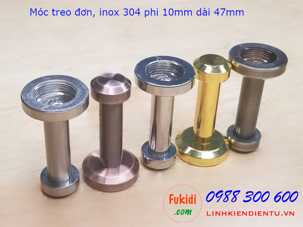 Móc treo đơn inox 304 treo khăn, treo áo khoác, treo mũ phi 10mm dài 47mm màu đỏ cổ - SH1047R