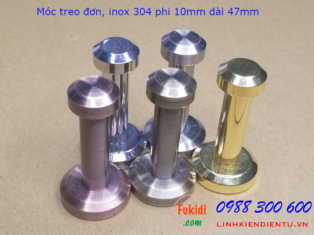 Móc treo đơn inox 304 treo khăn, treo áo khoác, treo mũ phi 10mm dài 47mm màu đỏ cổ - SH1047R