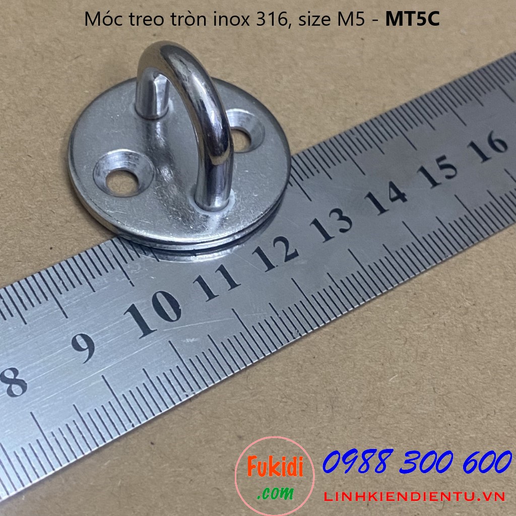 Móc treo tròn inox 316, size M5 - MT5C