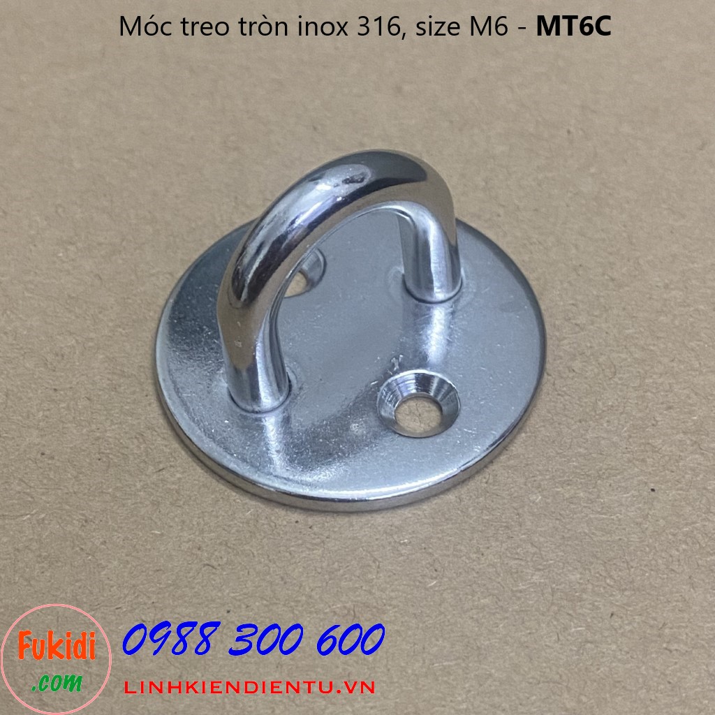 Móc treo tròn inox 316, size M6 - MT6C
