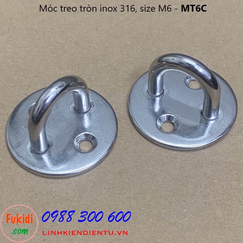 Móc treo tròn inox 316, size M6 - MT6C