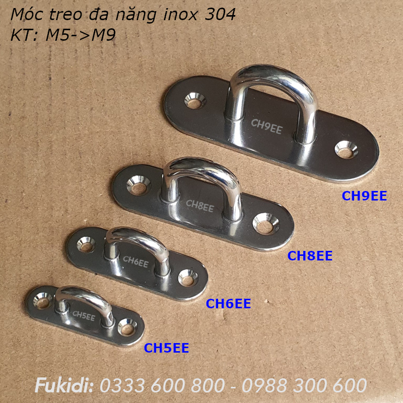 Móc treo ghế đu, xích đu, treo quạt trần inox 316 M6 - CH6EE