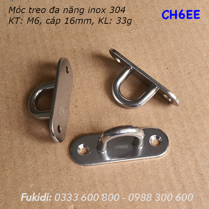 Móc treo ghế đu, xích đu, treo quạt trần inox 316 M6 - CH6EE