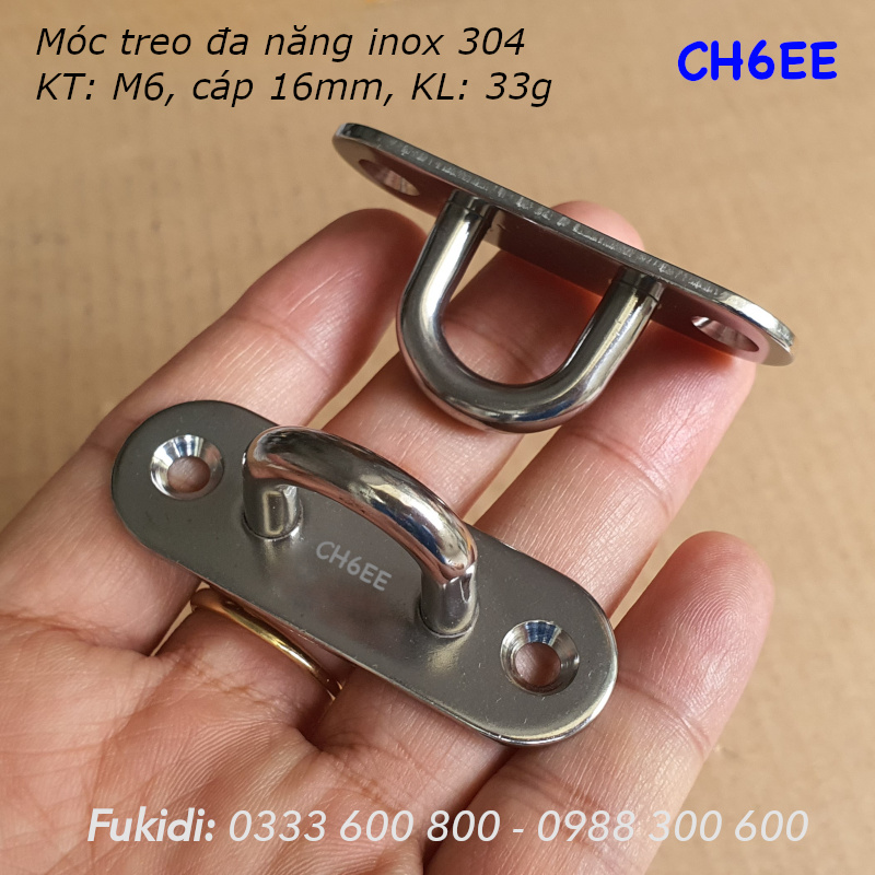 Móc treo ghế đu, xích đu, treo quạt trần inox 316 M6 - CH6EE