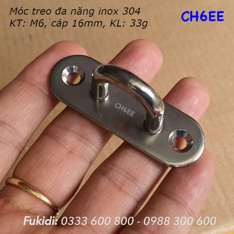 Móc treo ghế đu, xích đu, treo quạt trần inox 316 M6 - CH6EE