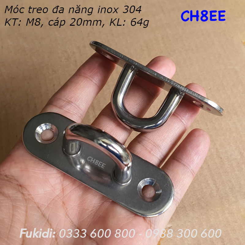 Móc treo ghế đu, xích đu, treo quạt trần  inox 316 M8 - CH8EE