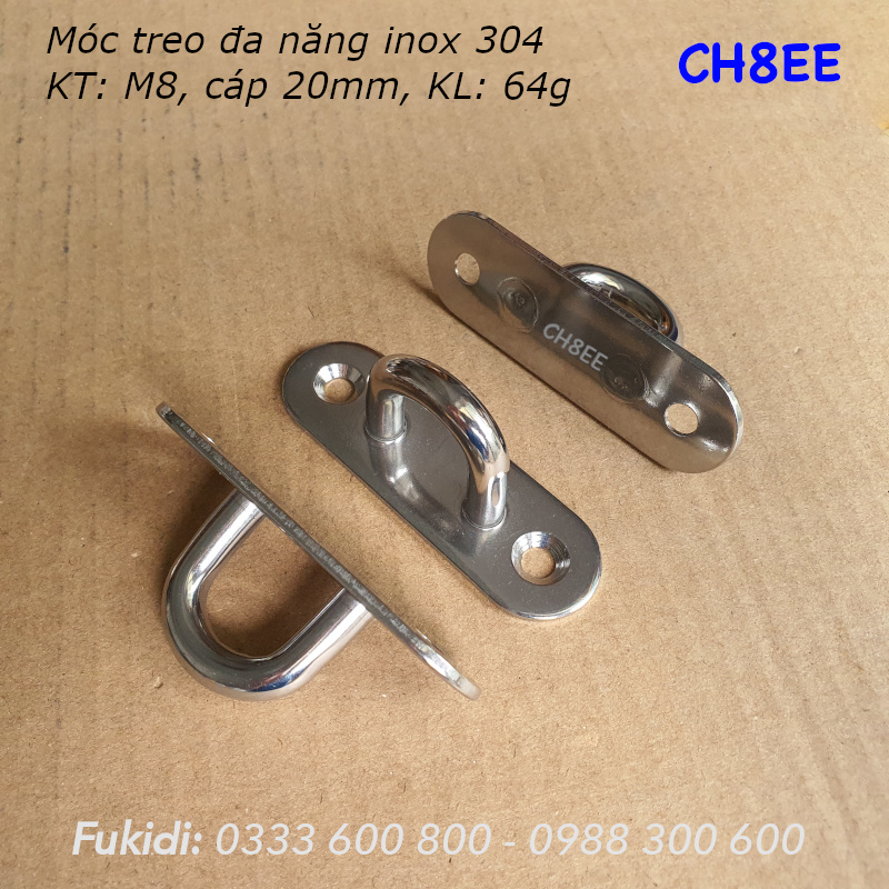 Móc treo ghế đu, xích đu, treo quạt trần  inox 316 M8 - CH8EE