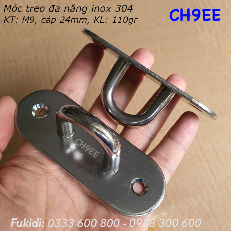 Móc treo quạt trần, treo xích đu, treo ghế đu, treo võng, inox 304 - CH9EE
