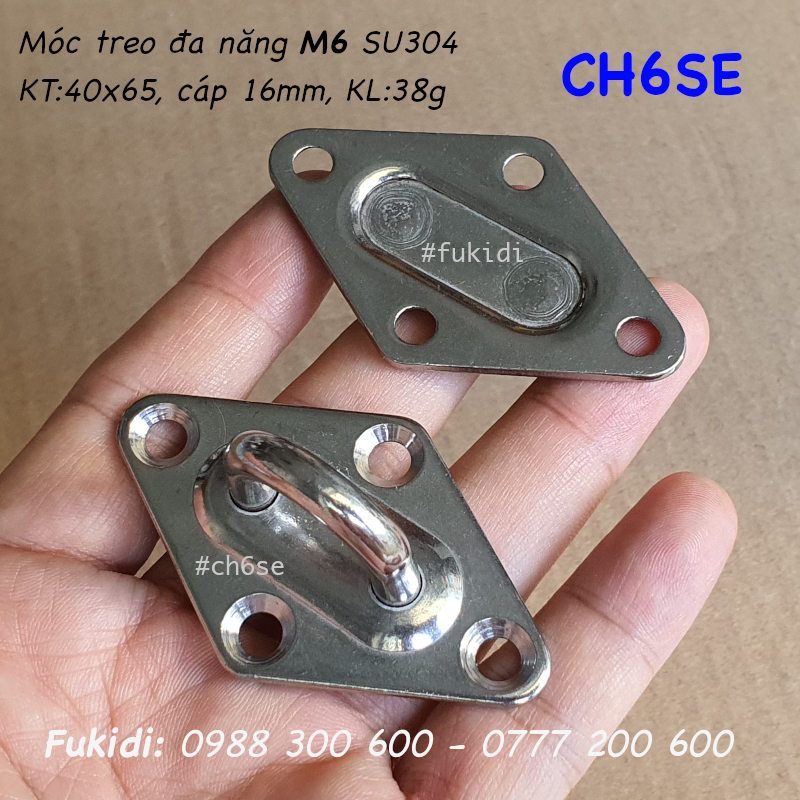 Móc treo lên trần nhà, móc treo đa năng inox 304, KT 40x60, cáp 16mm - CH6SE