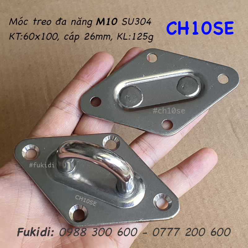 Móc treo đa năng inox 304, treo lên trần nhà, KT 60x100mm, treo cáp phi 26mm - CH10SE