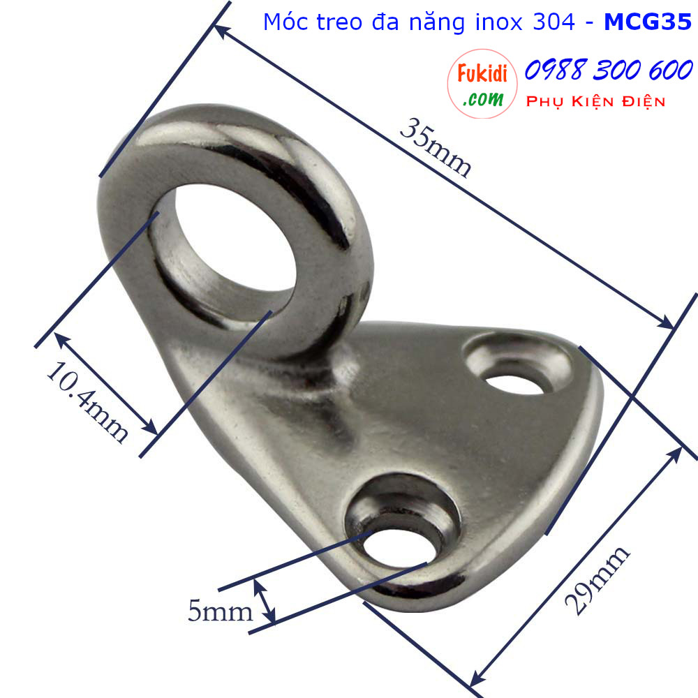 Cho tiết kích thước của móc cổ ngỗng, móc treo đa năng inox 304 - MCG35