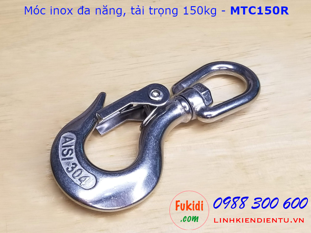 Móc inox đa năng, tải trọng 150kg đầu tròn - MTC150R