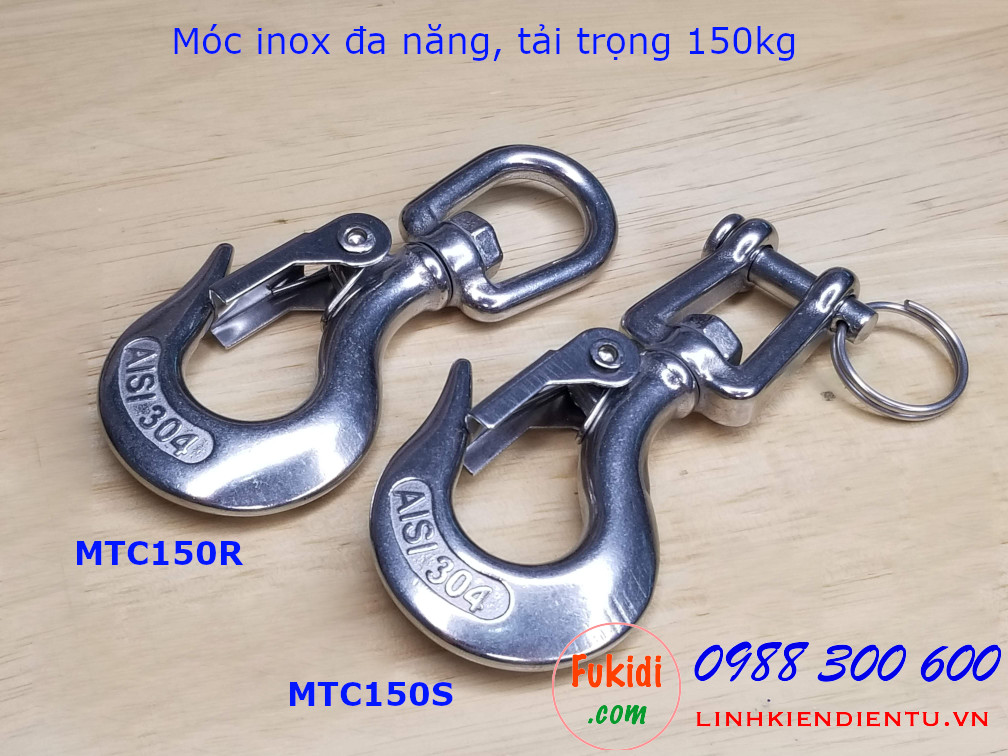 Móc inox đa năng, tải trọng 150kg đầu tròn - MTC150R