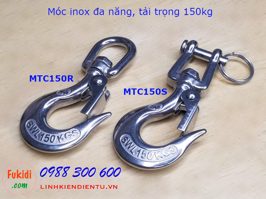 Móc inox đa năng, tải trọng 150kg đầu tròn - MTC150R