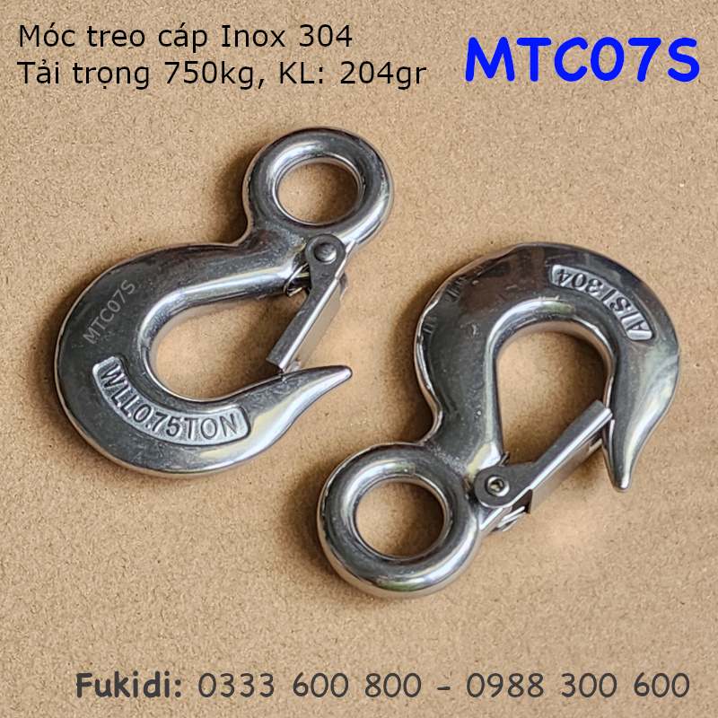 Móc treo cáp inox 304, treo cáp 18mm, tải trọng 750kg - MTC07S