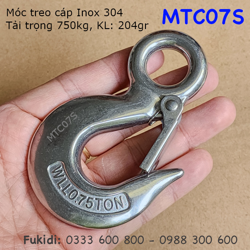 Móc treo cáp inox 304, treo cáp 18mm, tải trọng 750kg - MTC07S
