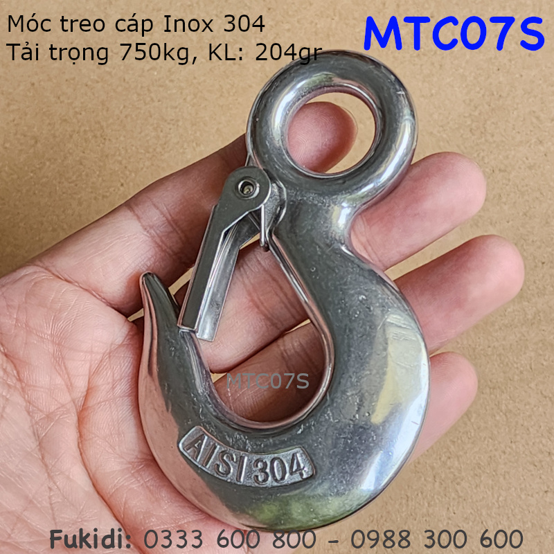 Móc treo cáp inox 304, treo cáp 18mm, tải trọng 750kg - MTC07S