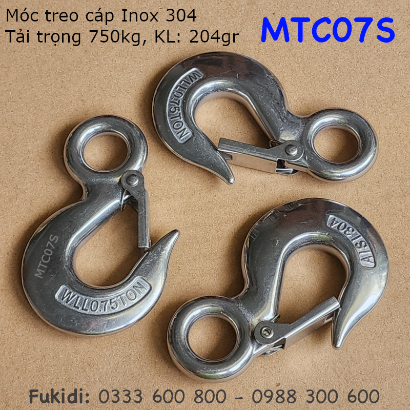 Móc treo cáp inox 304, treo cáp 18mm, tải trọng 750kg - MTC07S