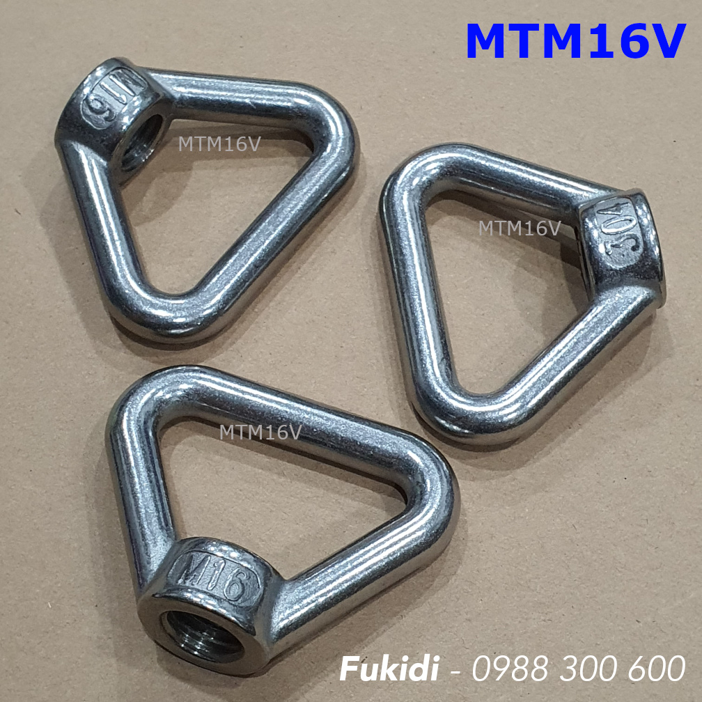 Móc treo ren âm M16, hình tam giác, inox 304, tải trọng 380kg - MTM16V