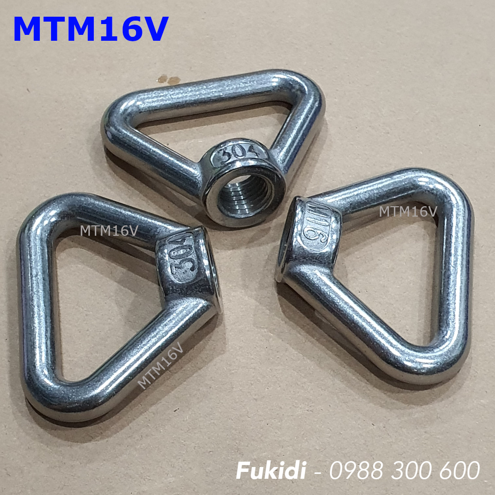 Móc treo ren âm M16, hình tam giác, inox 304, tải trọng 380kg - MTM16V