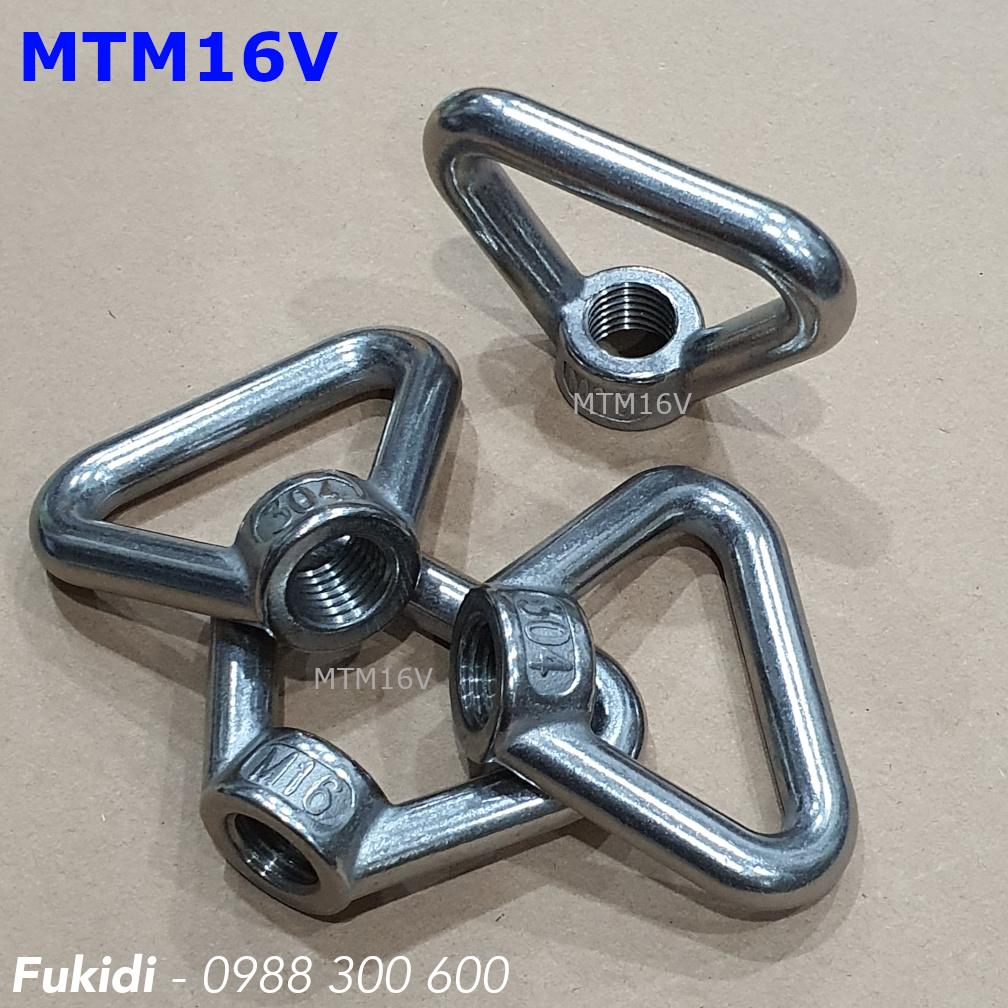 Móc treo ren âm M16, hình tam giác, inox 304, tải trọng 380kg - MTM16V