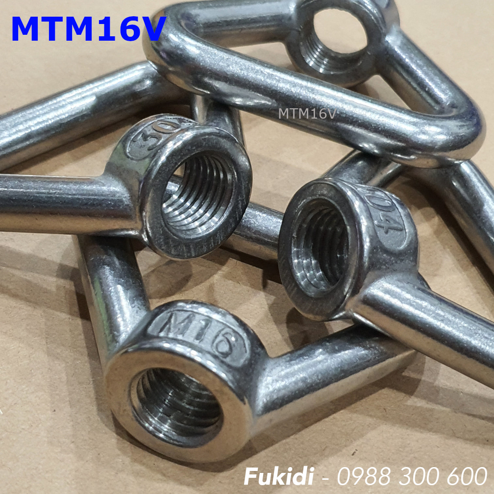 Móc treo ren âm M16, hình tam giác, inox 304, tải trọng 380kg - MTM16V