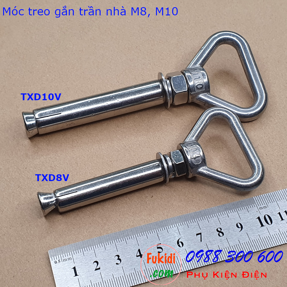 Móc treo trần bê tông chữ V, inox 304 size M10 tải 145kg - TXD10V