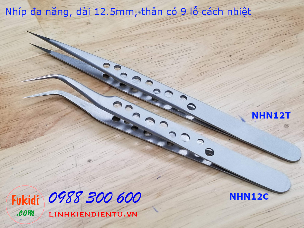 Nhíp gắp đa năng có lỗ giảm nhiệt, dài 12.5mm NHN12T, NHN12C