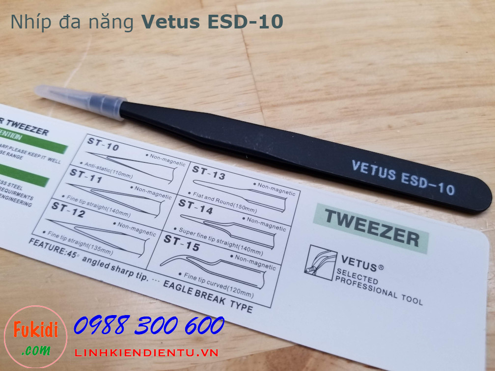 Nhíp gắp đa năng VETUS ESD-10 rất phù hợp để gắp linh kiện điện tử