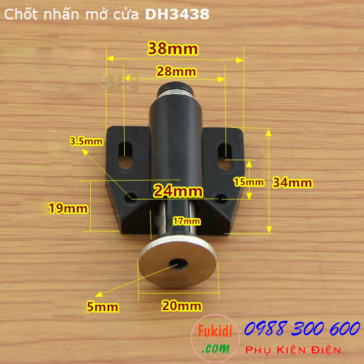 Chốt nhấn mở cửa nam châm size 34x38mm màu trắng - DH3438W