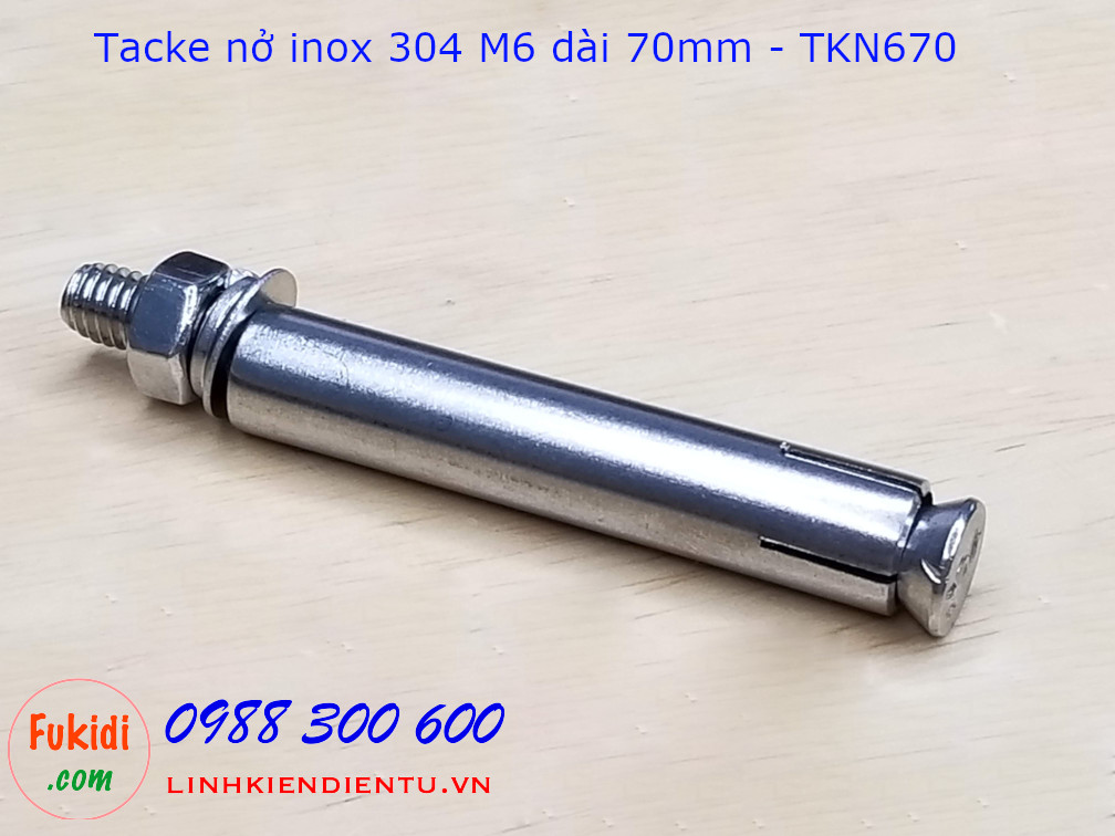 Tắc kê nở inox 304 M6 dài 70mm - TKN670