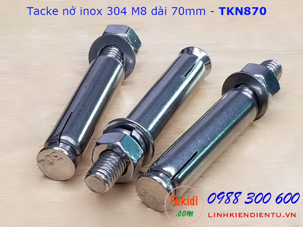 Tắc kê nở inox 304 M8 dài 70mm - TKN870