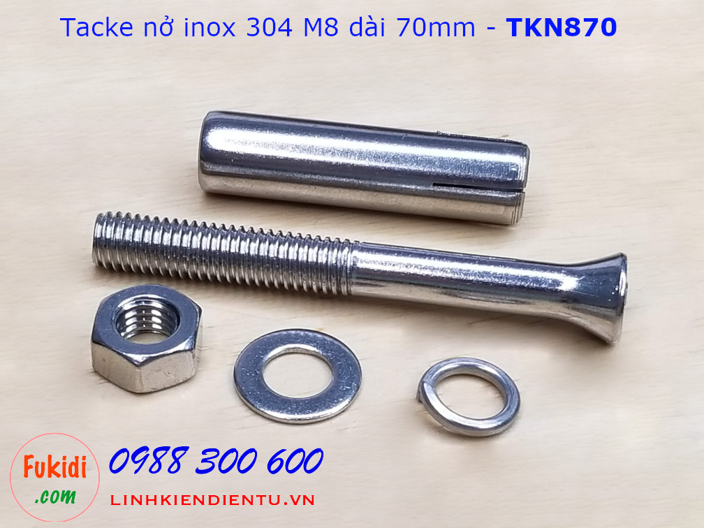 Tắc kê nở inox 304 M8 dài 70mm - TKN870
