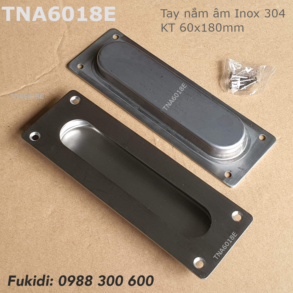 Tay nắm âm, tay nắm hộc tủ inox 304 KT 60x180mm - TNA6018F