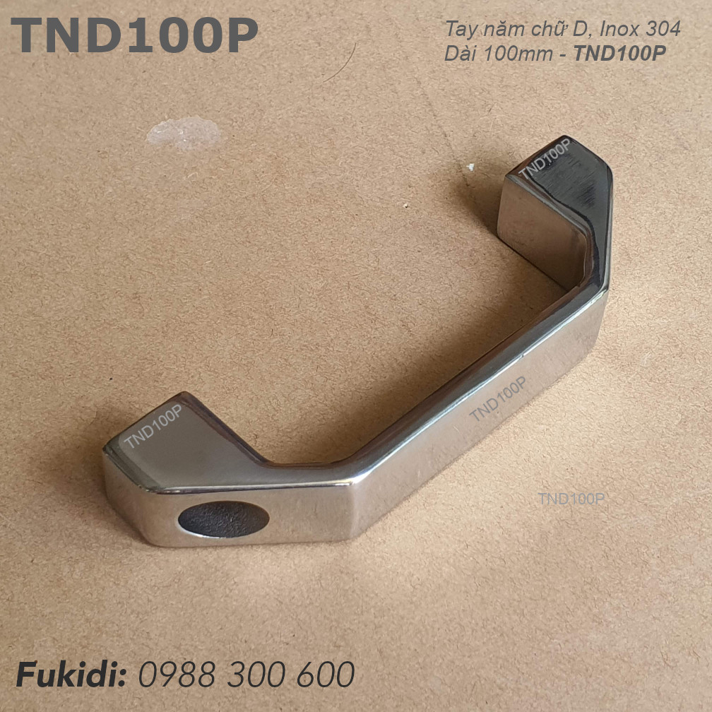 Tay nắm chữ D inox 304 dạng dẹp, dài 100mm - TND100P