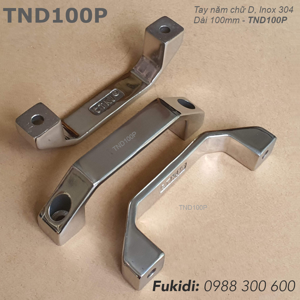 Tay nắm chữ D inox 304 dạng dẹp, dài 100mm - TND100P