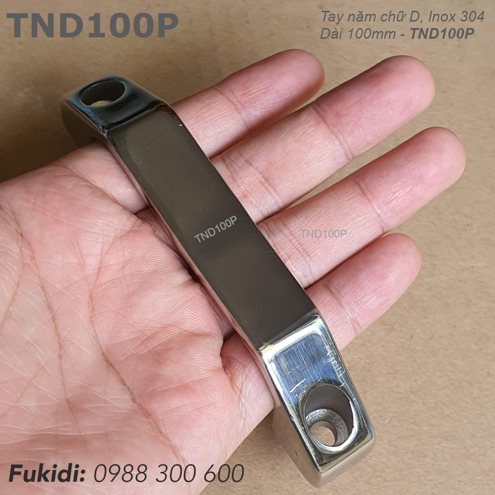 Tay nắm chữ D inox 304 dạng dẹp, dài 100mm - TND100P