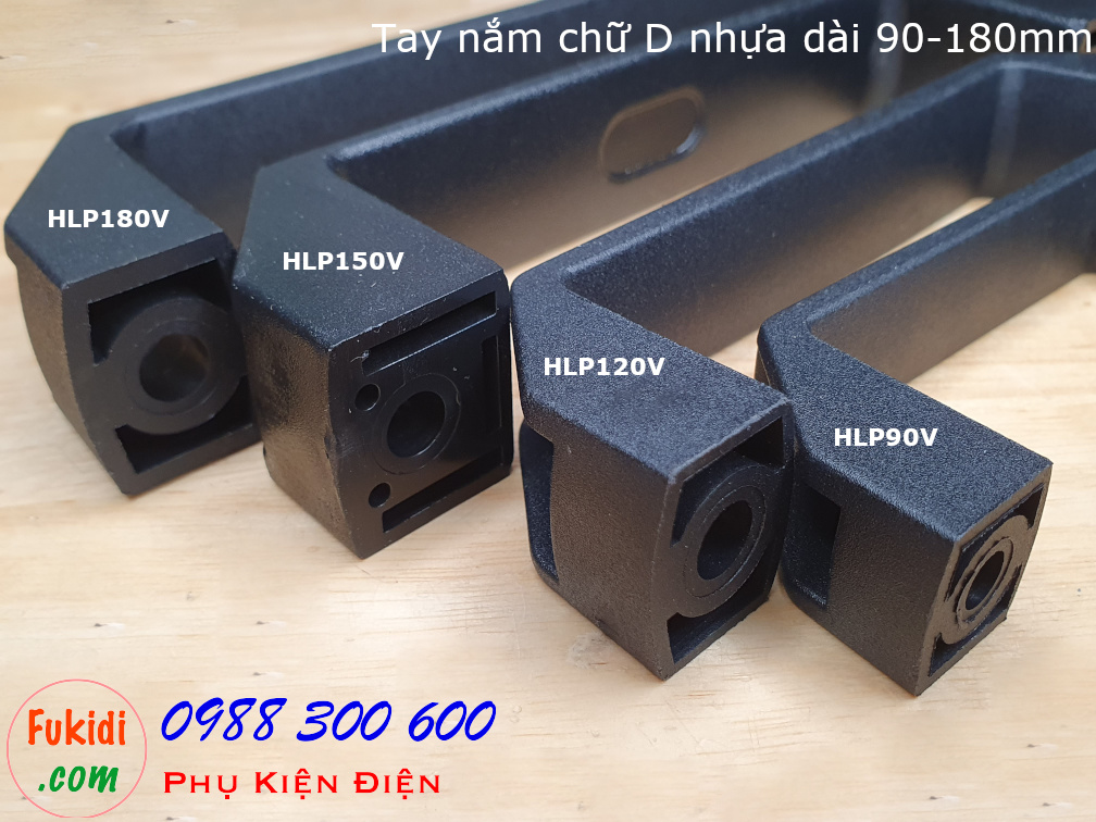 Tay nắm chữ D nhựa cứng chiều dài 90mm - HLP90V