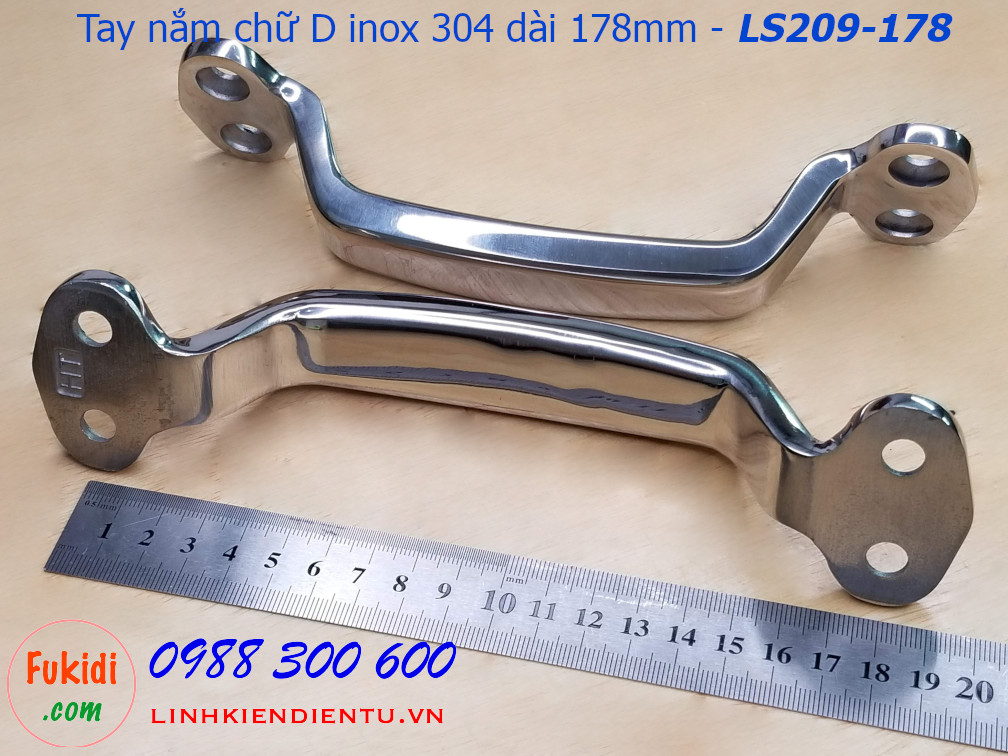 Tay nắm chữ D inox 304 chiều dài 178mm - LS209-178