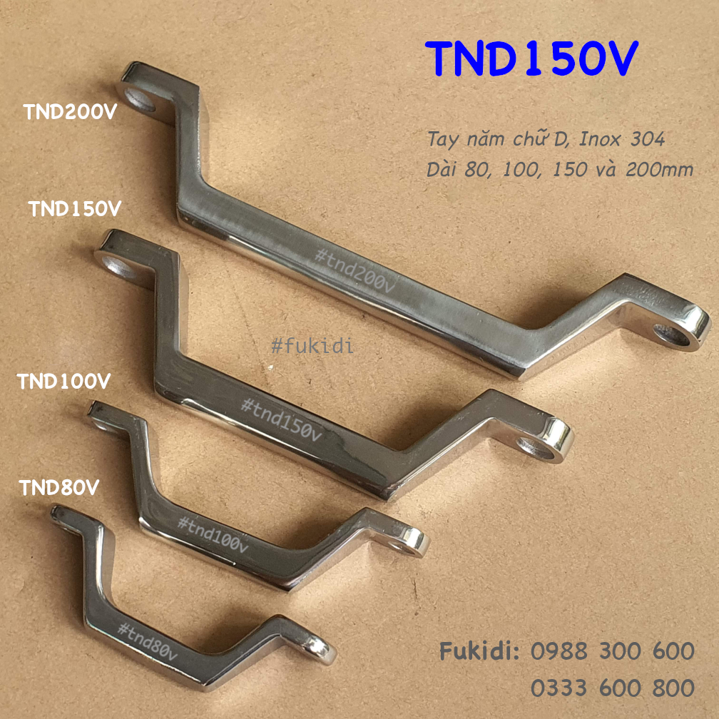 Bốn kích cỡ của tay nắm chữ D họ TND80V: dài 80, 100, 150 và 200mm