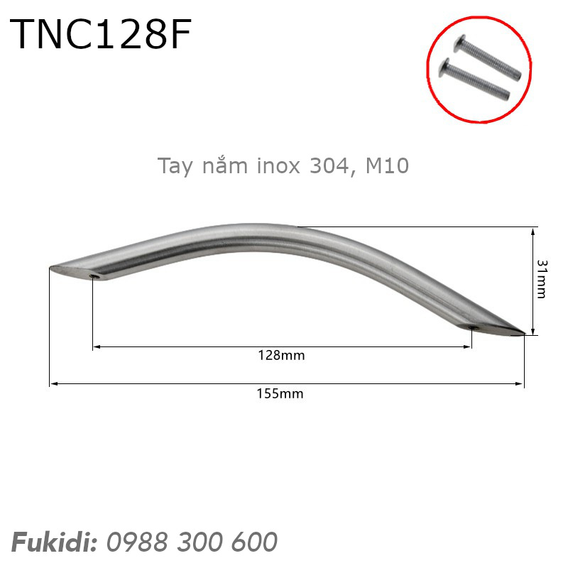 Chi tiết kích thước của tay nắm TNC128F