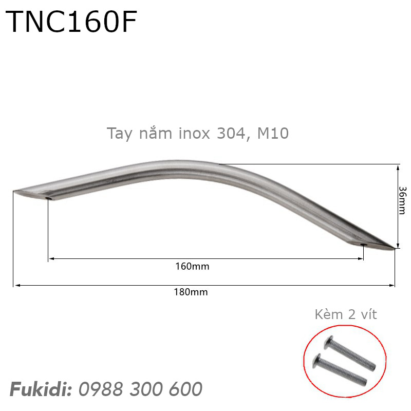 Chi tiết kích thước của tay nắmTNC160F