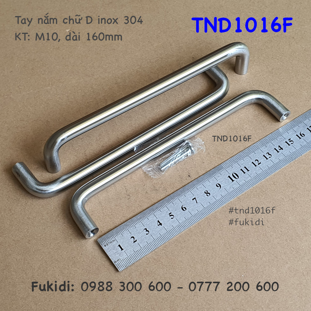 Tay nắm chữ D, inox 304, M10 tâm vít 160mm - TND1016F