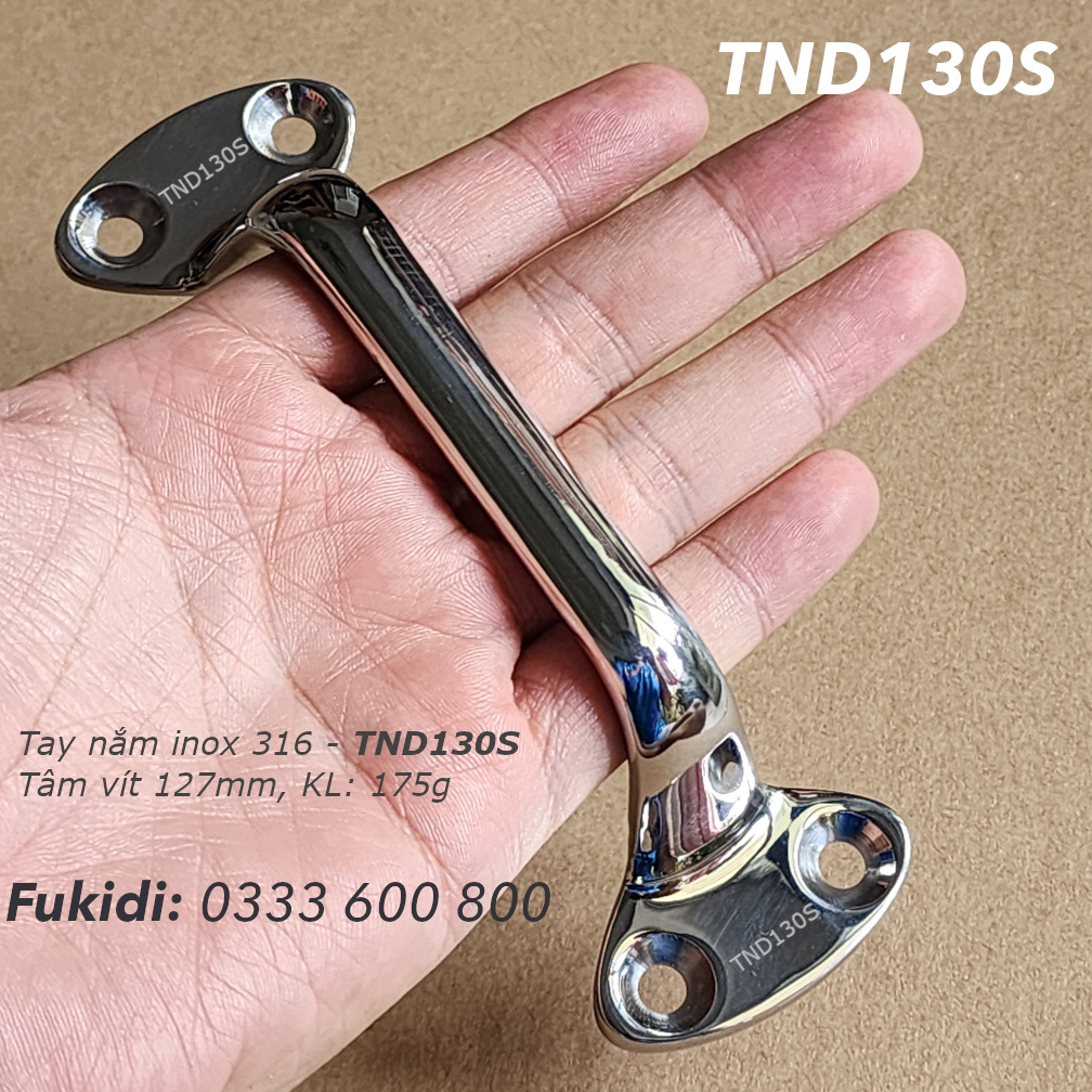 Tay nắm cửa, tay vịn trên cano, inox 316, dài 127mm - TND130S