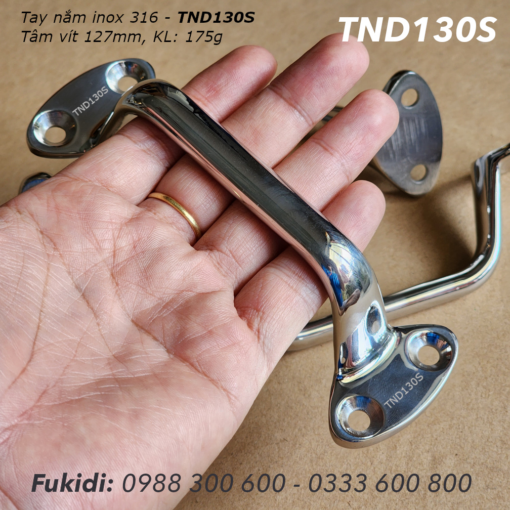 Tay nắm cửa, tay vịn trên cano, inox 316, dài 127mm - TND130S