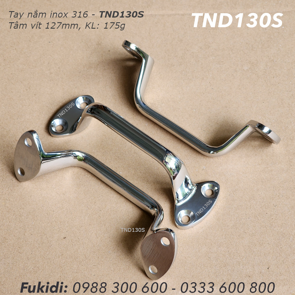 Tay nắm cửa, tay vịn trên cano, inox 316, dài 127mm - TND130S