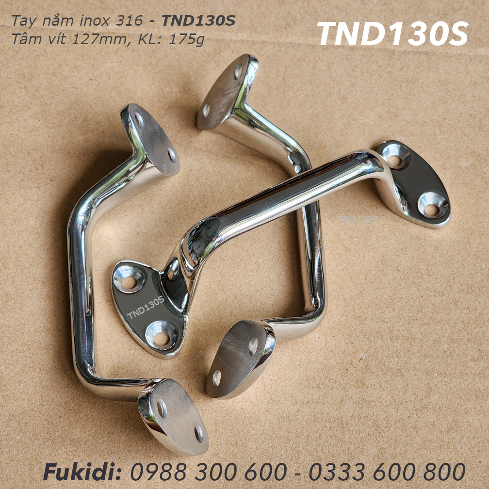 Tay nắm cửa, tay vịn trên cano, inox 316, dài 127mm - TND130S